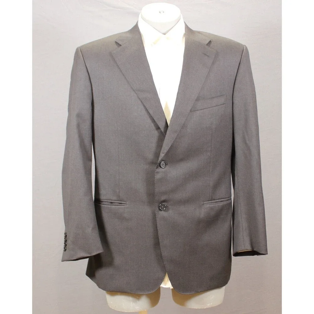 Canali Suit Mens Charcoal Gray Wool 2 Piece Suit 2 Btn 48R  (44R) Flat front 34
